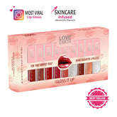 Love Earth Gloss It Up Lip Gloss Set with 9 mini glosses in a pink packaging