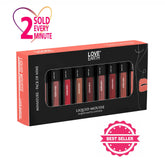 Love Earth Liquid Mousse Lipstick Set – 9 miniature shades in packaging