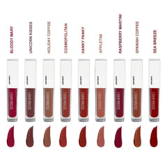 All 9 mini lipstick shades in Love Earth Liquid Mousse 2.0 set with swatches