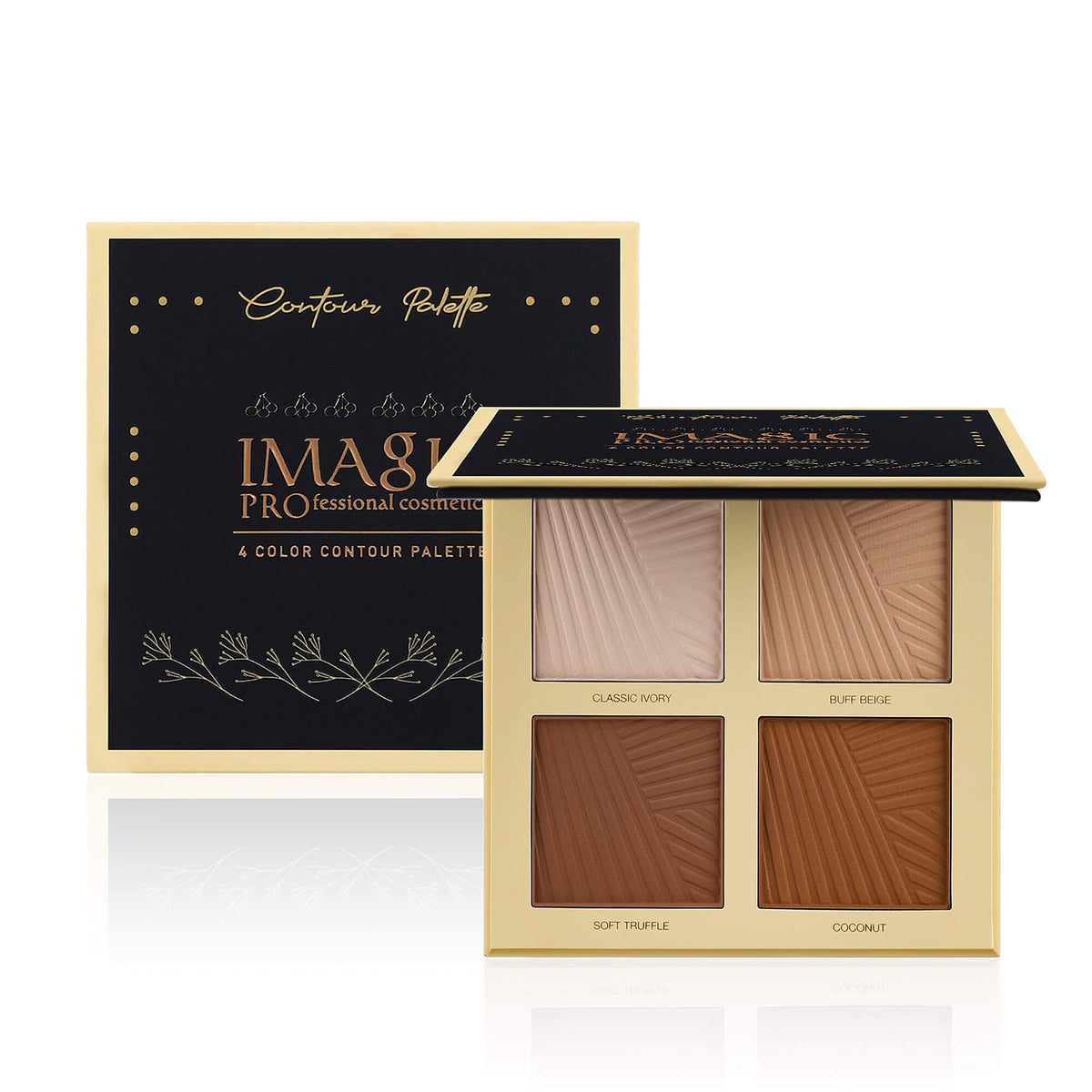 Front view of IMAGIC 4-Color Contour Palette with packaging